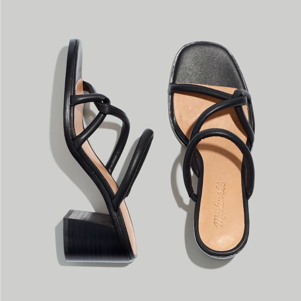 The Tayla Sandal in Leather - True Black Size 9.5